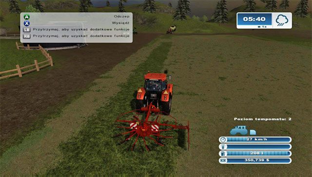 Możesz użyć zgrabiarki by ułatwić sobie dalszą pracę. - Hodowla bydła | Hodowla zwierząt w Farming Simulator 2013 - Farming Simulator 2013 - poradnik do gry