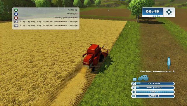 Kombajn, którym dysponujesz na początku ma bardzo mały zbiornik na skoszone zboże. - Pierwsze żniwa | Pierwsze kroki w Farming Simulator 2013 - Farming Simulator 2013 - poradnik do gry