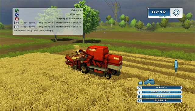 Kontroluj napełnienie zbiornika kombajnu podczas żniw. - Pierwsze żniwa | Pierwsze kroki w Farming Simulator 2013 - Farming Simulator 2013 - poradnik do gry