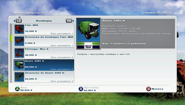 Potrzebujesz zarobić aż 115 950 $ być kupić nowy kombajn. - Zakup nowego kombajnu | Uprawa ziemi w Farming Simulator 2013 - Farming Simulator 2013 - poradnik do gry