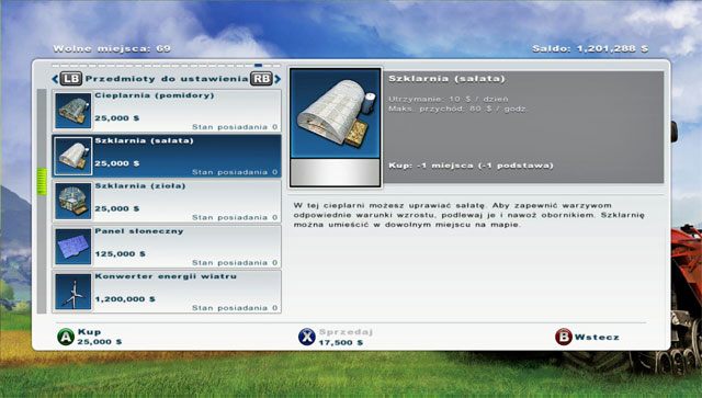 W sklepie możesz jeszcze zakupić gotowe do postawienia budynki o obiekty. - Budowanie dodatkowych budynków w Farming Simulator 2013 - Farming Simulator 2013 - poradnik do gry