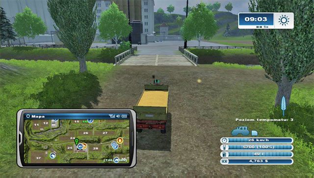 Początkowo z powodu powolnych ciągników i małych przyczep potrzebujesz sporo czasu na sprzedaż plonów. - Pierwsza sprzedaż plonów | Pierwsze kroki w Farming Simulator 2013 - Farming Simulator 2013 - poradnik do gry