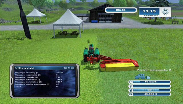 Łąkę najlepiej kosić jeżdżąc dookoła zgodnie z ruchem wskazówek zegara. - Koszenie trawy | Misje w Farming Simulator 2013 - Farming Simulator 2013 - poradnik do gry
