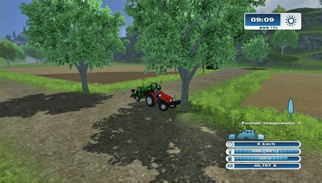 Zatrudnieni pracownicy nie są zbyt mądrzy i potrafią się zaciąć np. na drzewie. - Łączenie pól | Uprawa ziemi w Farming Simulator 2013 - Farming Simulator 2013 - poradnik do gry