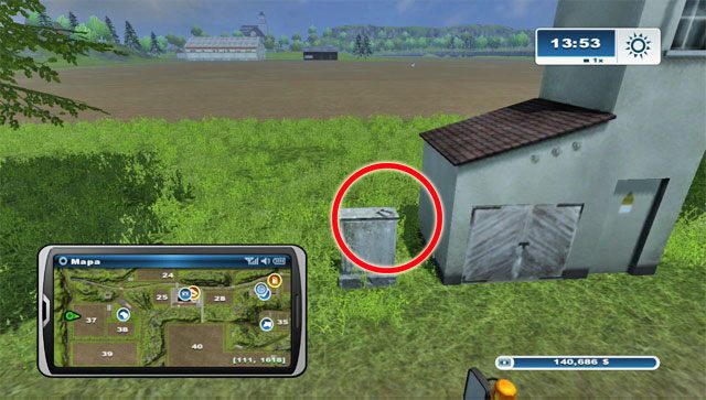 Podkowa leży na skrzynce, na zachód od pola nr 37 - Obszar A - podkowy 01 - 13 | Podkowy w Farming Simulator 2013 - Farming Simulator 2013 - poradnik do gry