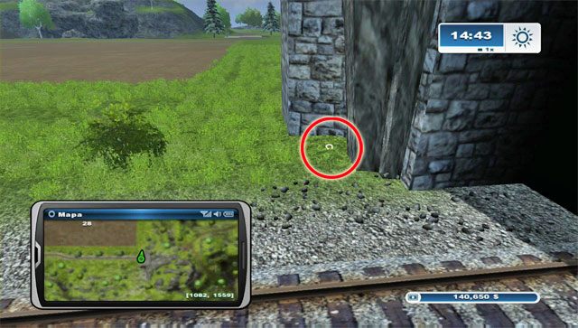 Podkowa leży przy wjeździe do tunelu kolejowego, na wschód od Młyna - Obszar B - podkowy 14 - 24 | Podkowy w Farming Simulator 2013 - Farming Simulator 2013 - poradnik do gry