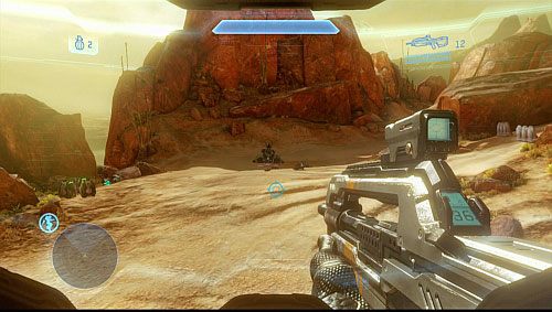 Wejdź na najwyższy poziom pojazdu i wyjdź na zewnątrz - Zniszcz drugie działo cząsteczkowe | Spadkobierca - Kampania | Halo 4 - Halo 4 - poradnik do gry