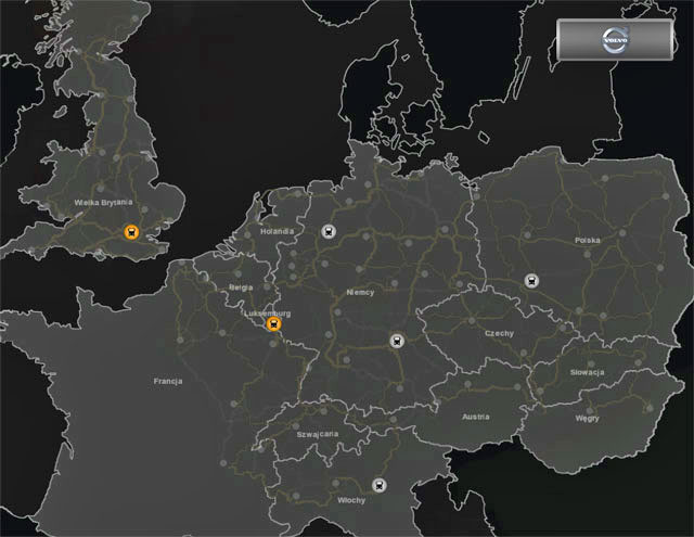 Pojazdy marki Volvo możesz kupić w sześciu miastach - ETS2: Majestic, Renault, Scania, Volvo - mapy - Euro Truck Simulator 2 - poradnik do gry