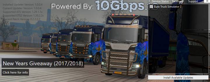 W górnym lewym oknie aplikacji wskazana jest aktualnie obsługiwana wersja gry - ETS2: Aplikacja TruckersMP - Euro Truck Simulator 2 - poradnik do gry