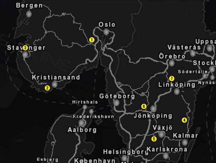 Ukończ po jednym zleceniu do wszystkich kamieniołomów w Skandynawii - jest ich w sumie 7 - ETS2: Osiągnięcia Steam - Italia i DLC - Euro Truck Simulator 2 - poradnik do gry