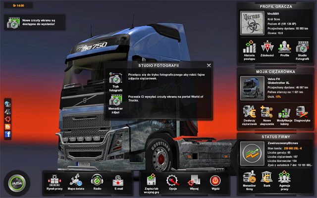 Studio fotografii pozwala na profesjonalne wykonanie zdjęć oraz wysłanie ich na stronę worldoftrucks - ETS2: Studio fotografii - Euro Truck Simulator 2 - poradnik do gry