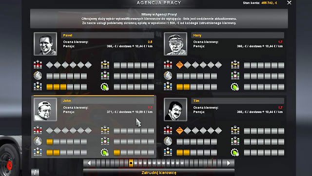 Agencja bez względu na kwalifikacje zatrudnianego pracownika pobiera zawsze prowizję w wysokości €1500 - ETS2: Zatrudnianie pracowników - Euro Truck Simulator 2 - poradnik do gry