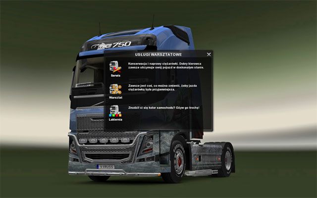 W serwisie sprawdzisz stan techniczny posiadanego pojazdu i go naprawisz - ETS2: Serwis - naprawa i modyfikacje ciężarówek - Euro Truck Simulator 2 - poradnik do gry