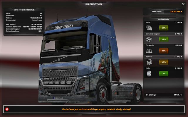 Po wezwaniu pomocy drogowej i trafieniu do serwisu musisz liczyć się ze znacznie wyższymi kosztami naprawy - ETS2: Serwis - naprawa i modyfikacje ciężarówek - Euro Truck Simulator 2 - poradnik do gry