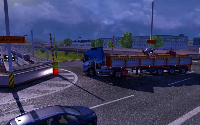 W przypadku eurotunelu załadunek polega na wjechaniu na wagon kolejowy i przejechaniu pociągiem pod Kanałem La Manche - ETS2: Porty i eurotunel - Euro Truck Simulator 2 - poradnik do gry