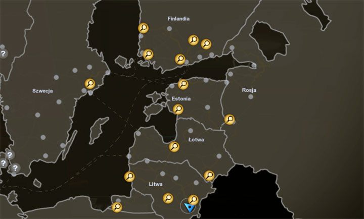 Mapa prezentująca miasta z dodatku, w których swoją siedzibę mają agencje pracy. - ETS2 Bałtycki szlak: Nowe agencje pracy - Euro Truck Simulator 2 - poradnik do gry