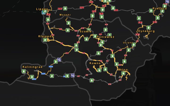 Układ drogowy na Litwie. - ETS2 Bałtycki szlak: Charakterystyka dróg państw - Euro Truck Simulator 2 - poradnik do gry
