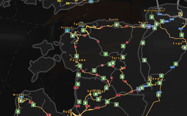 Układ drogowy w Estonii. - ETS2 Bałtycki szlak: Charakterystyka dróg państw - Euro Truck Simulator 2 - poradnik do gry