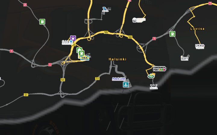 Mapa Helsinek. - ETS2 Bałtycki szlak: Finlandia - Euro Truck Simulator 2 - poradnik do gry