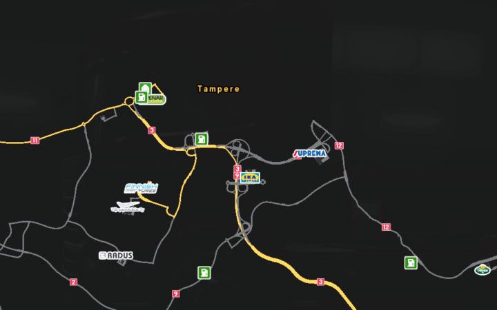 Mapa Tampere. - ETS2 Bałtycki szlak: Finlandia - Euro Truck Simulator 2 - poradnik do gry