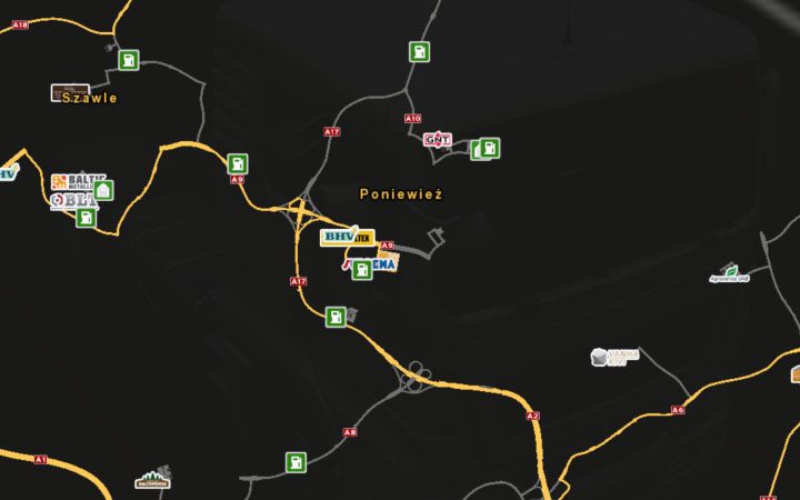 Mapa Poniewieży. - ETS2 Bałtycki szlak: Litwa - Euro Truck Simulator 2 - poradnik do gry