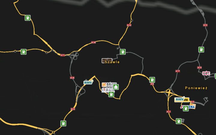Mapa Szawle. - ETS2 Bałtycki szlak: Litwa - Euro Truck Simulator 2 - poradnik do gry