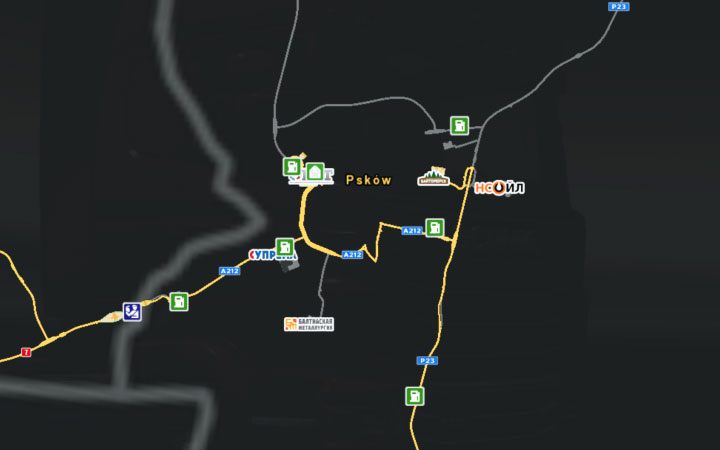 Mapa Pskowa. - ETS2 Bałtycki szlak: Rosja - Euro Truck Simulator 2 - poradnik do gry