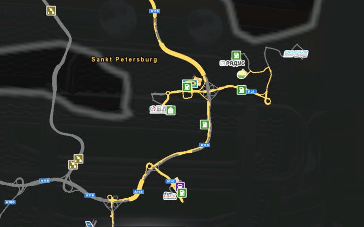Mapa Sankt Petersburga. - ETS2 Bałtycki szlak: Rosja - Euro Truck Simulator 2 - poradnik do gry