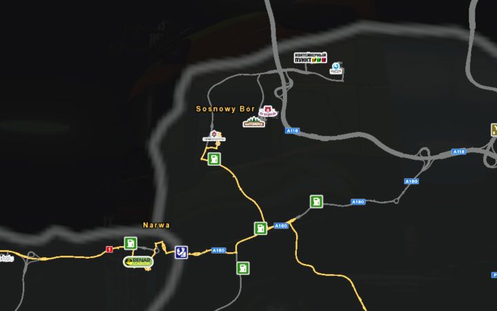 Mapa Sosnowego Boru. - ETS2 Bałtycki szlak: Rosja - Euro Truck Simulator 2 - poradnik do gry