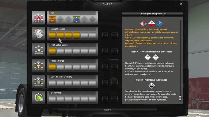 Po zdobyciu każdego poziomu otrzymujecie jeden punkt zdolności, które możecie wykorzystać do polepszenia jednej z umiejętności - ETS2: Zdolności - lista, jakie rozwijać w pierwszej kolejności? - Euro Truck Simulator 2 - poradnik do gry