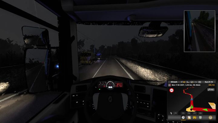 Druga sprawa to droga hamowania - jest ona stosunkowo długa - ETS2: Prowadzenie auta - skręcanie, wyprzedzanie - Euro Truck Simulator 2 - poradnik do gry