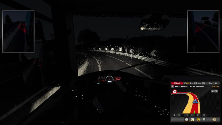 Deszcz i nadmierna prędkość są prostą drogą to utraty panowania nad pojazdem. - ETS2: Prowadzenie auta - skręcanie, wyprzedzanie - Euro Truck Simulator 2 - poradnik do gry