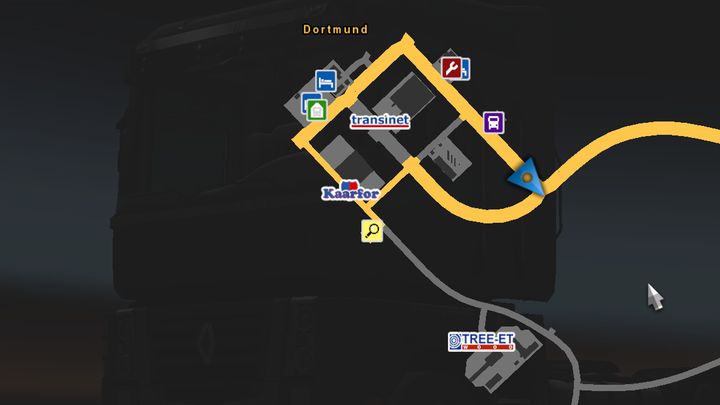 W Dortmundzie położonym przy jednej z ważniejszych autostrad z północy na południe mieszczą się cztery firmy (w tym ta w kamieniołomie nieco na wschód) - ETS2: Niemcy - drogi, miasta - Euro Truck Simulator 2 - poradnik do gry