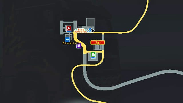 Düsseldorf to miasto położone na uboczu (na północ od Kolonii) z daleka od autostrad - ETS2: Niemcy - drogi, miasta - Euro Truck Simulator 2 - poradnik do gry