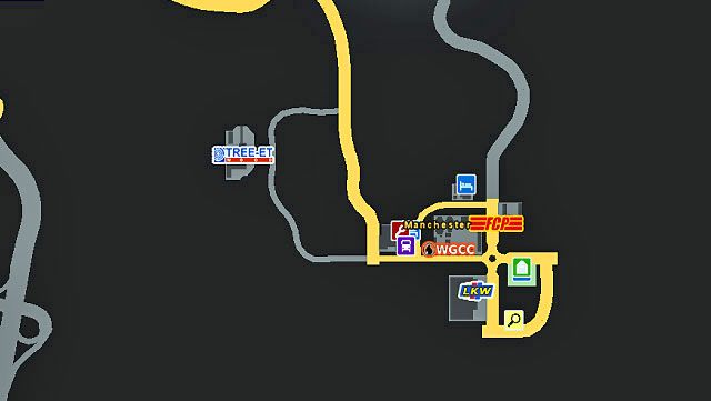 W Manchesterze, leżącym nieopodal węzła autostradowego, mieszczą się cztery firmy oferujące zlecenia transportowe - ETS2: Wielka Brytania - drogi, miasta - Euro Truck Simulator 2 - poradnik do gry