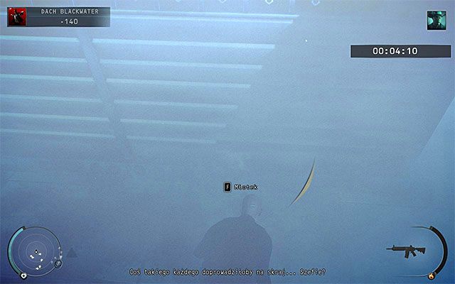 Na poziomach trudności Ekspert i Purysta radziłbym obrać jedną z innych taktyk działania - Dotarcie na główny dach (Dach Blackwater) | 19 - Odliczanie - Hitman Absolution - poradnik do gry