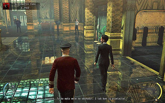 Załóż przebranie i odszukaj pracownicę ochrony (czarny strój), która jako jedyna ma uprawnienia do korzystania z windy - 18 - Blackwater Park (01 - 13) | Wyzwania Hitman Rozgrzeszenie - Hitman Absolution - poradnik do gry