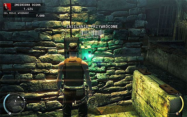 Powróć do miejsca, w którym rozmawiali wartownicy i zlokalizuj pokazaną na powyższym screenie dźwignię - Dotarcie do windy (Zejście) | 11 - Dexter Industries | Hitman Rozgrzeszenie - Hitman Absolution - poradnik do gry