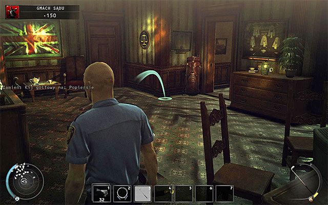 Kolejny krok to nakłonienie sędziego do powrotu do jego prywatnych komnat - Dotarcie do cel w przebraniu sędziego (Gmach sądu) | 15 - Prawo Skurkyego - Hitman Absolution - poradnik do gry