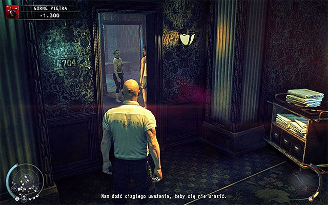 W okolicy znajduje się również kilka pokoi zamieszkiwanych przez gości hotelu - Eksploracja siódmego piętra hotelu (Górne piętra) | 3 - Terminus - Hitman Absolution - poradnik do gry
