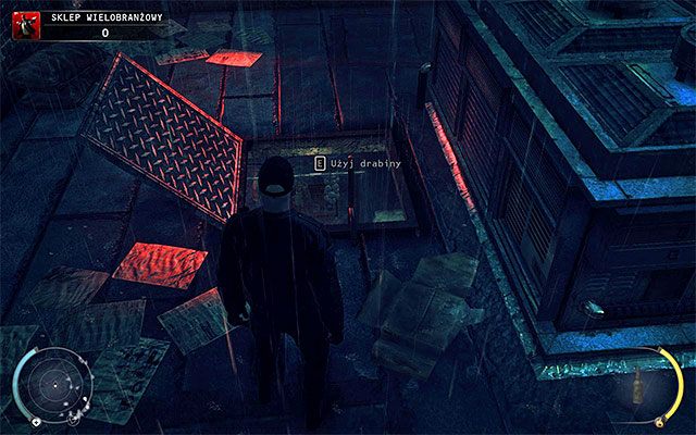 Zachowaj szczególne środki ostrożności, gdyż jak już wspomniałem na wyższych poziomach trudności okolica ta może być patrolowana przez pojedynczego stróża prawa - Przedostanie się do wnętrza sklepu (Sklep wielobranżowy) | 5 - Myśliwy i ofiara - Hitman Absolution - poradnik do gry
