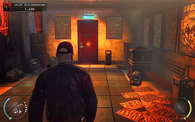 Po wyjściu ze sklepu wielobranżowego skręć w prawo - Dotarcie do wyjścia (Sklep wielobranżowy) | 5 - Myśliwy i ofiara - Hitman Absolution - poradnik do gry