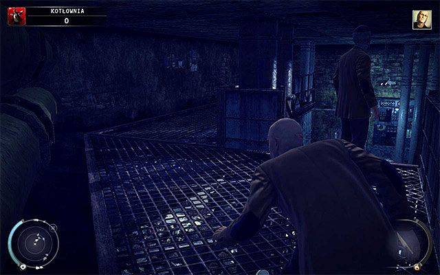 Pilnuj się w trakcie przemierzania górnego balkoniku, bo możesz zostać na nim zauważony - Kotłownia - Doścignięcie Wadea | 6 - Rosewood | Solucja Hitman Rozgrzeszenie - Hitman Absolution - poradnik do gry