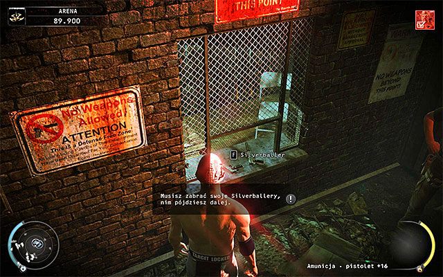 Jeżeli Sancheza pokonałeś na ringu, to zacznij od odebrania należących do Agenta 47 Silverballerów - Opuszczenie areny (Arena) | 13 - Noc walki | Solucja Hitman Rozgrzeszenie - Hitman Absolution - poradnik do gry