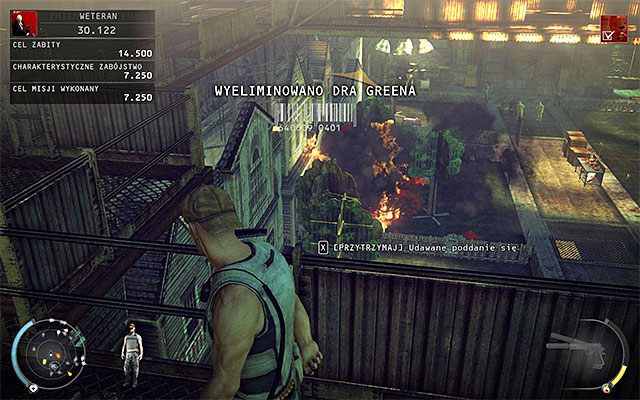 Zaczekaj aż doktor Green zatrzyma się na dole na polu minowym i dopiero wtedy wciśnij przycisk - 12 - Fabryka śmierci (01 - 09) | Wyzwania Hitman Rozgrzeszenie - Hitman Absolution - poradnik do gry