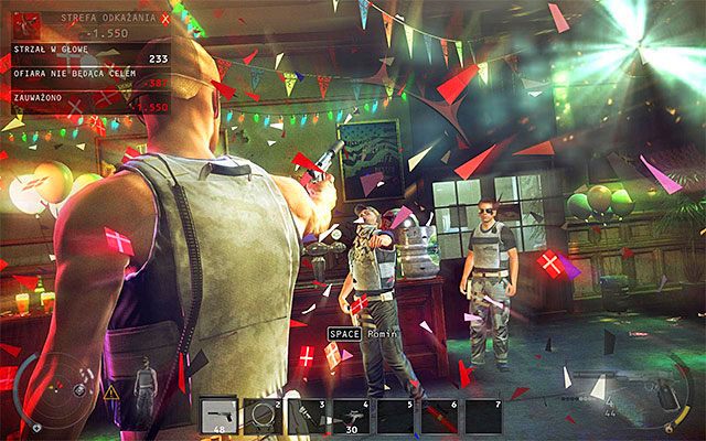 Po tym jak wszystkie postacie ustawią się przy torcie załącz tryb strzelania instynktownego - 12 - Fabryka śmierci (01 - 09) | Wyzwania Hitman Rozgrzeszenie - Hitman Absolution - poradnik do gry