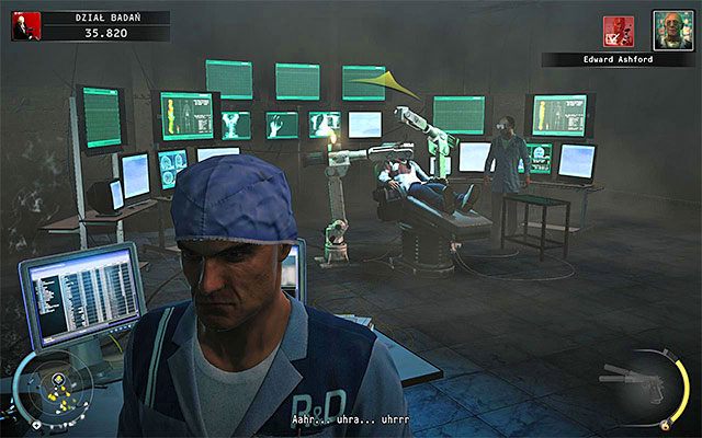 Ustaw się przy lewym terminalu komputerowym i zaczekaj na przybycie Ashforda - 12 - Fabryka śmierci (10 - 19) | Wyzwania Hitman Rozgrzeszenie - Hitman Absolution - poradnik do gry
