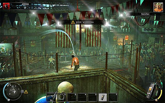 Z materiałami wybuchowymi udaj się na metalowe balkoniki na pierwszym piętrze areny - 13 - Noc walki | Wyzwania Hitman Rozgrzeszenie - Hitman Absolution - poradnik do gry