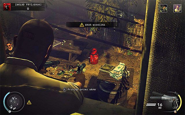 Jeżeli chcesz zmniejszyć ryzyko wykrycia, to lepszym miejscem do oddania strzału w stronę butli z gazem jest jedno z pomieszczeń na piętrze budynku (powyższy screen) - Zamordowanie Masona McCreadyego (Zakład fryzjerski) | 9 - Ogolić Lennyego - Hitman Absolution - poradnik do gry
