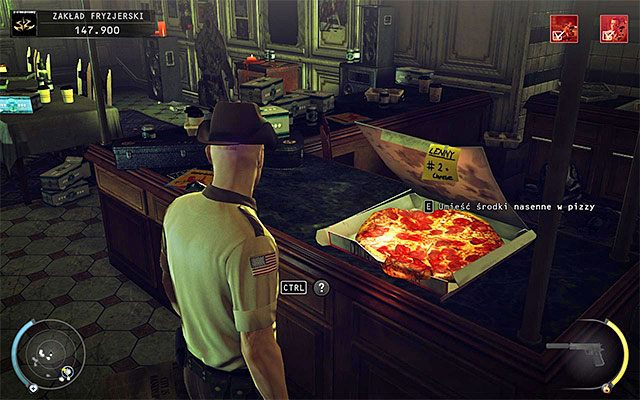 Lennyego możesz też uśpić poprzez wsypanie środków nasennych do pizzy - Zneutralizowanie Lennyego (Zakład fryzjerski) | 9 - Ogolić Lennyego - Hitman Absolution - poradnik do gry